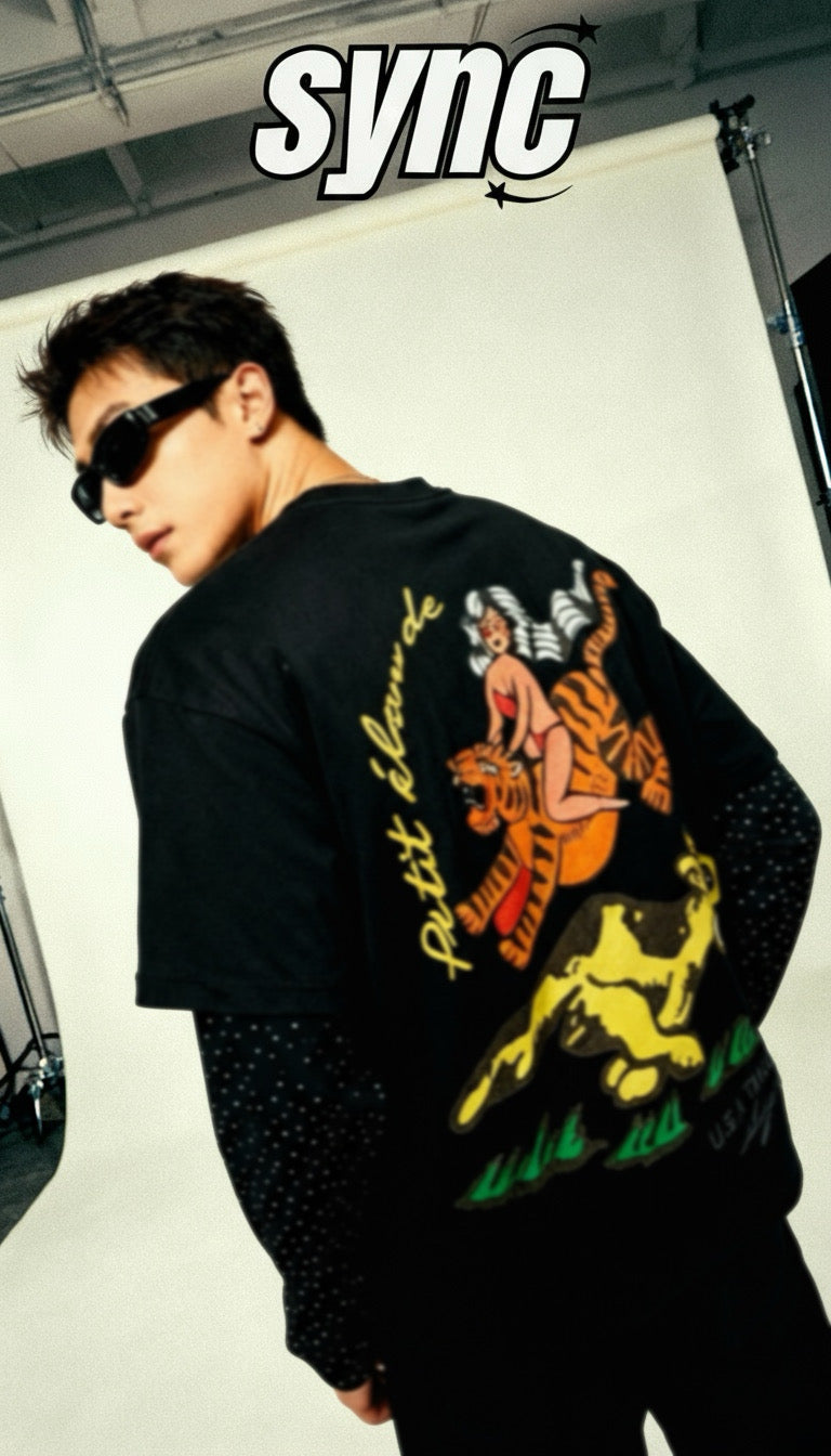 "SYNC HERITAGE" - OVERSIZED LONG SLEEVE TEE, BLACK