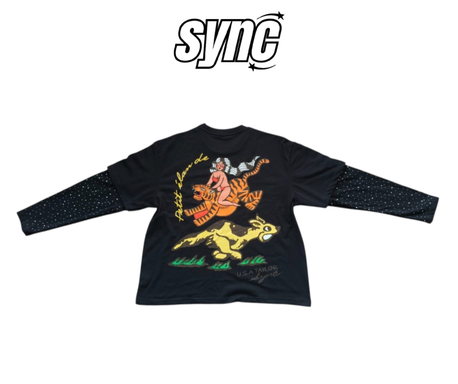 "SYNC HERITAGE" - OVERSIZED LONG SLEEVE TEE, BLACK