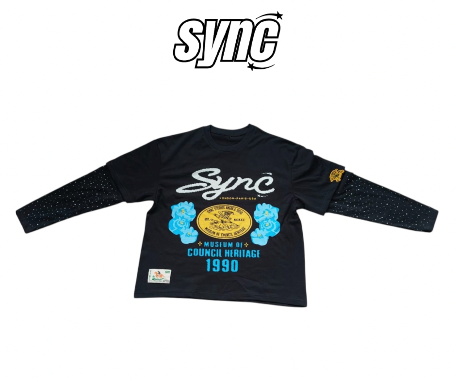"SYNC HERITAGE" - OVERSIZED LONG SLEEVE TEE, BLACK