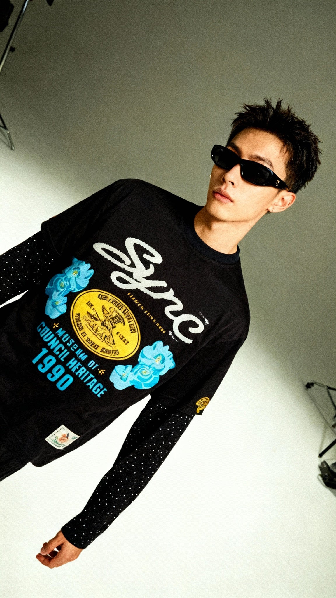 "SYNC HERITAGE" - OVERSIZED LONG SLEEVE TEE, BLACK